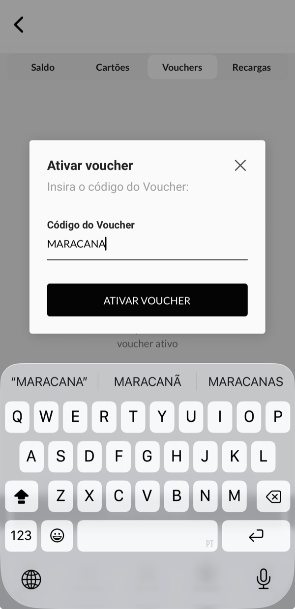 Campo para inserir o código do voucher